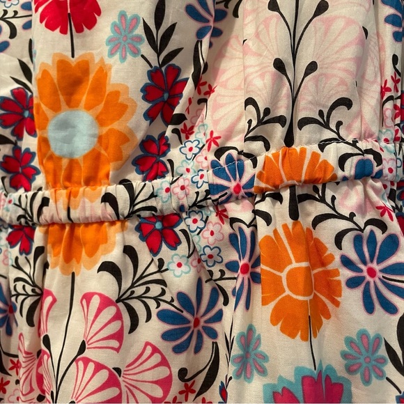 Talbots Floral Tile Print Smocked Cotton Dress Size 12 Fit & Flare Garden Party - Picture 4 of 12